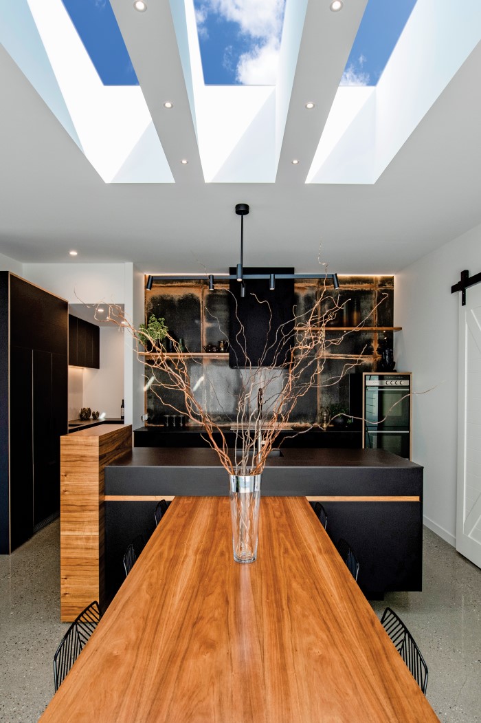 skylights with dark interior in the kitchen in wellington